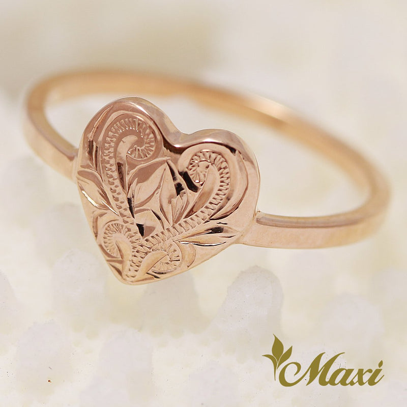 [14K Yellow Gold] Heart Disc Ring[Made-to-order] (R0642)