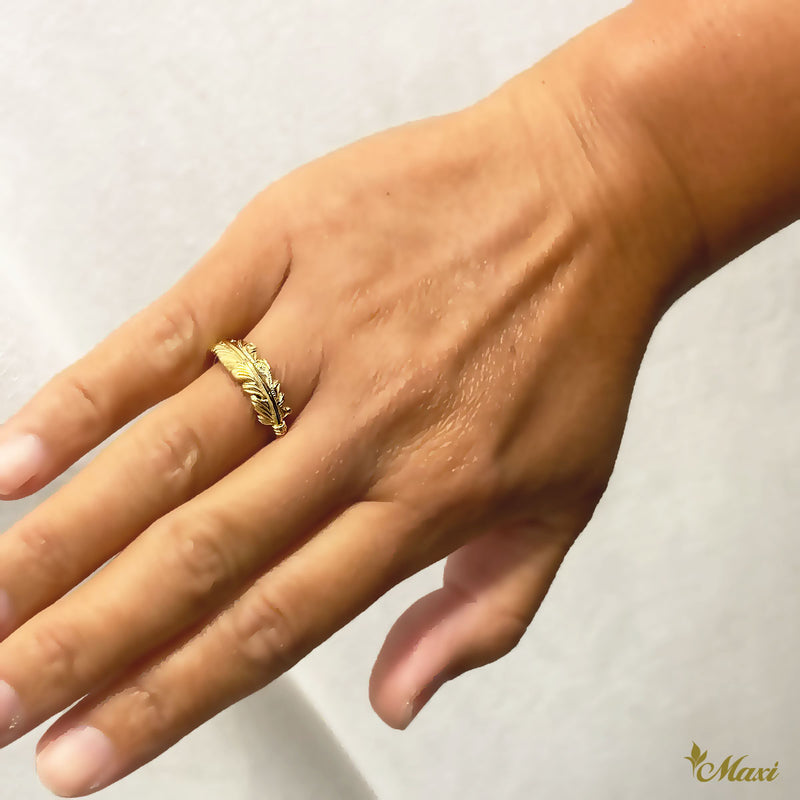 [14K Gold] Feather Ring Small *Made to order* (R0650)