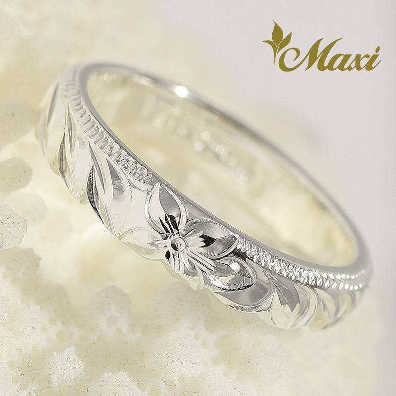 [Silver 925] Hawaiian Maile leaf Lei ring 4mm [Made to Order] (R0793)