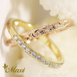 [14K Yellow Gold & Pink Gold]  2 x 3mm Double Ring with Diamond [Made to Order] (R0830)