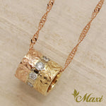 [14K Gold] 3Tone Small Tube Pedant Top with Diamond *Made-to-order* (TRD)