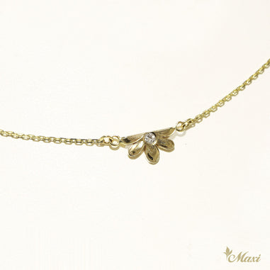 Single Naupaka Flower Necklace with Diamond [14K Gold] – Maxi