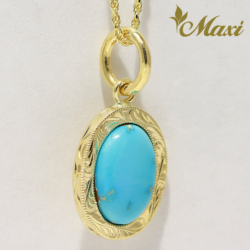 [14K Gold]Turquoise Pendant-Small-14x12mm(P1258) [Made to Order]