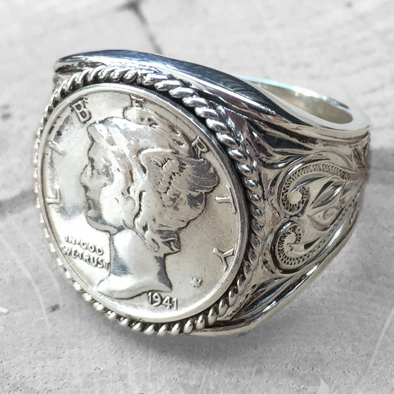 Silver 925 Mercury Dime Ring