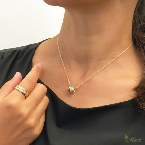 [14K Gold] 3Tone Large Tube Pendant Top with Diamond *Made-to-order* (TRD)　14金　３カラー　チューブ　ペンダント　ネックレス
