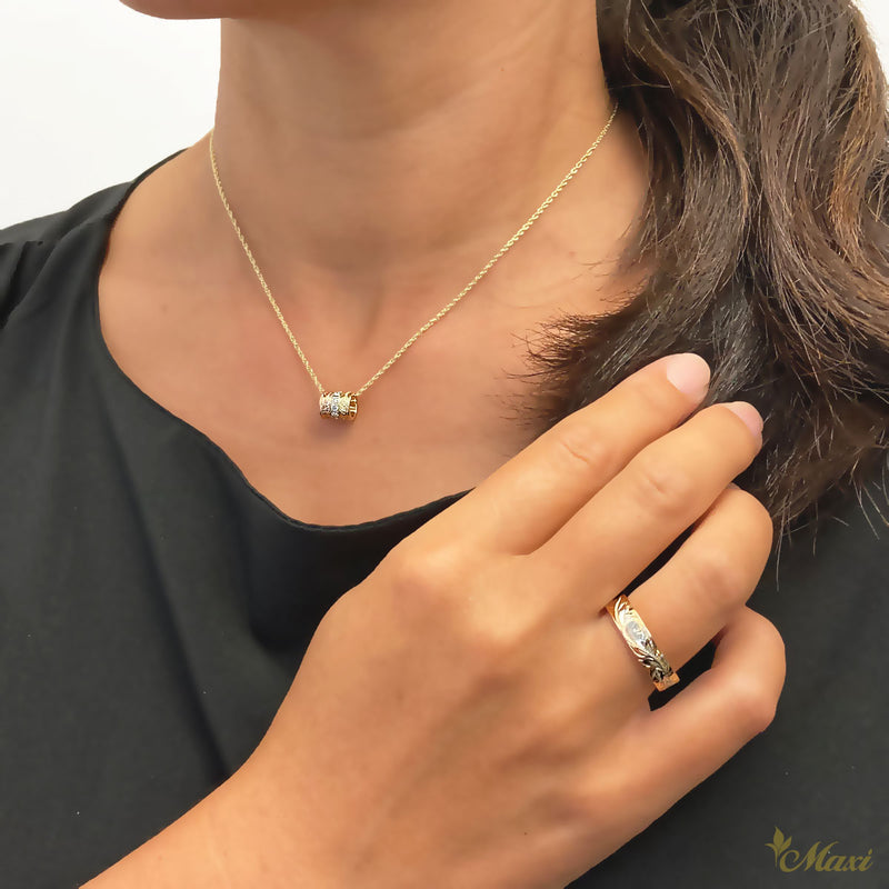 [14K Gold] 3Tone Small Tube Pedant Top with Diamond *Made-to-order* (TRD)　14金　３カラー　チューブ　ペンダント　ネックレス
