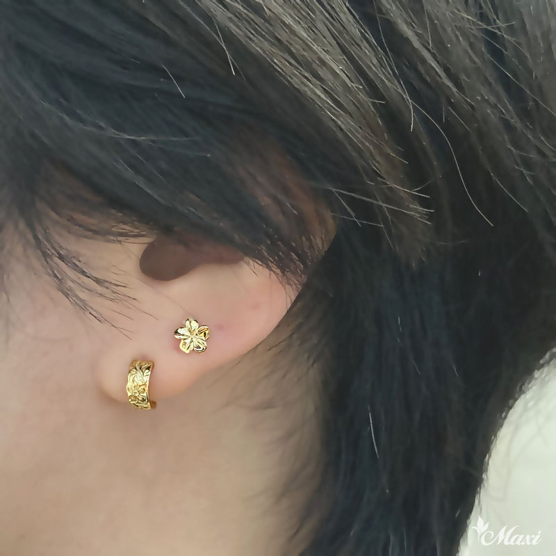 [14K Gold] Petite Plumeria Flower Pierced Earring[Made to order] (E0206)
