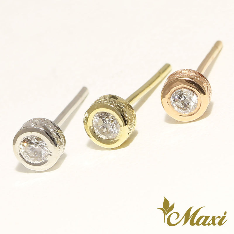 [14K Gold] Round Diamond Pierced Earring (LBE P1165)