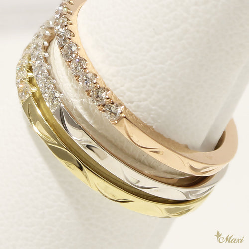 [14K Gold] Wave Cut Half Eternity 1.5mm Ring-1.3mm Diamond(R0887) *Made to Order*