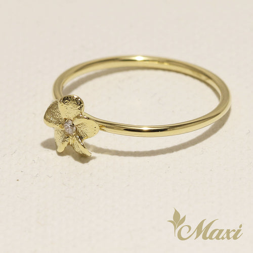[14K Gold] Hawaiian Plumeria Flower Matte Ring-Small [Made to Order] (R E0215)