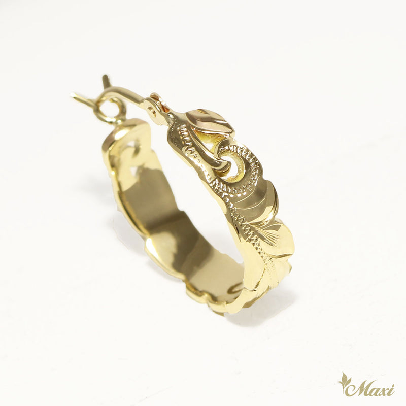 [14K Gold] Cut Out Hoop Hinged Pierced Earring- Small*Made to Order* (Hinged-KR0049)