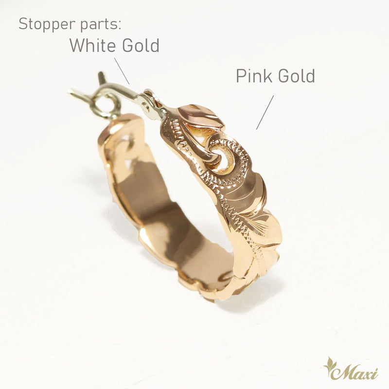 [14K Gold] Cut Out Hoop Hinged Pierced Earring- Small*Made to Order* (Hinged-KR0049)