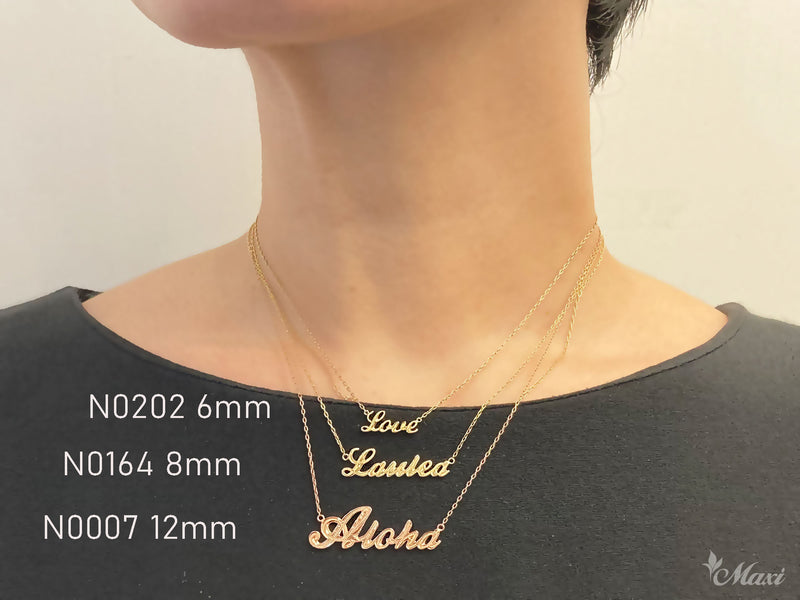 [Silver 925] Aloha/Laulea/Love Letter Necklace Medium-Hand Engraved Traditional Hawaiian Design (N0164)