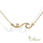 [14K Gold] Mini Nalu Wave Necklace with Round Stone *Made-to-order*Newest