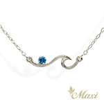 [14K Gold] Mini Nalu Wave Necklace with Round Stone *Made-to-order*Newest