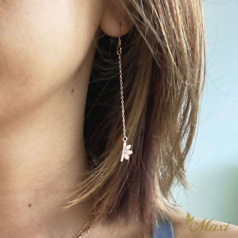 [14K Gold] Naupaka Flower Dangle Chain Pierced Earring *Made-to-order*