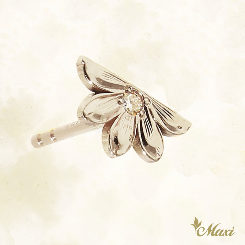 [14K Gold] Naupaka Flower Diamond Stud Pierced Earring*Made-to-order*