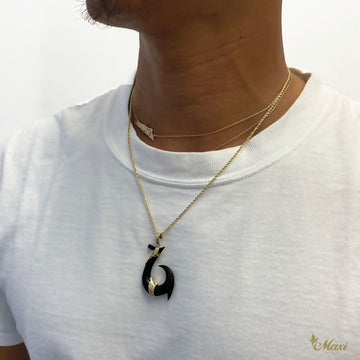 ハワイアンジュエリー Black jade fish hook necklace 【公式通販】