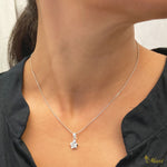 [Silver 925]Hawaiian Plumeria Flower Pendant with Crystal *Made-to-order* (P1137)
