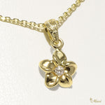 [14K Gold] Hawaiian Plumeria Flower Pendant with Diamond*Made-to-order* (P1137)