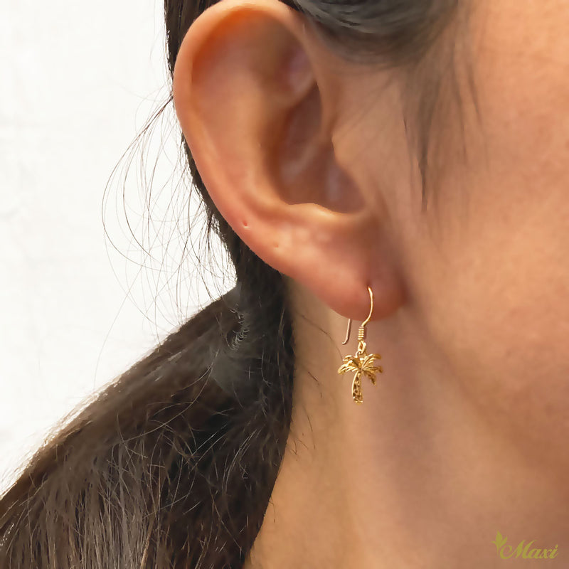 [14K Gold] Palm Tree Hook Pierced Earring *Made-to-order* (E0242 hook )