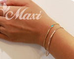 [14K Gold] Sleeping Beauty Turquoise Bracelet with Hand Engraved Hawaiian Heritage Design*Made-to-order* (TRD)