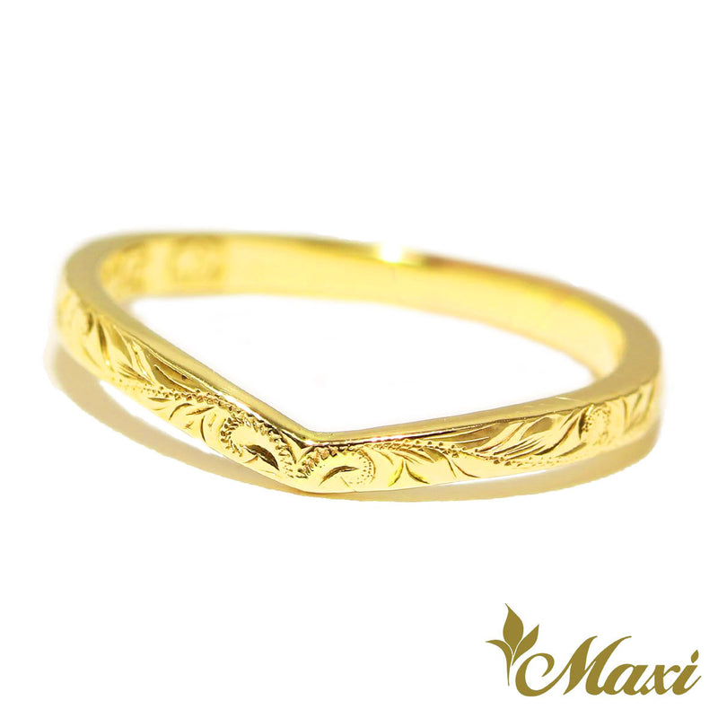 [Gold Plated Silver] 2mm Kohola Whale Tail Ring*Made to Order*(TRD2V)