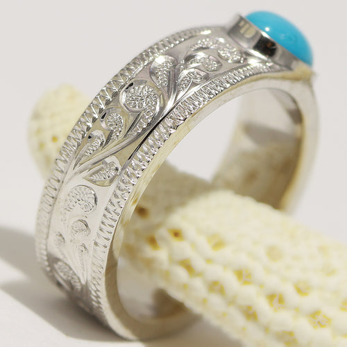 [14K Gold] 6mm Sleeping Beauty Turquoise Ring*Made-to-order* TRDSP