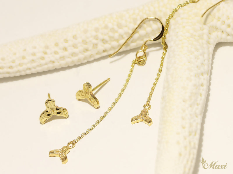 [14K Gold] Kohola Whale Tail Stud Earring (TRD-E1） 14金 ホエールテール ピアス